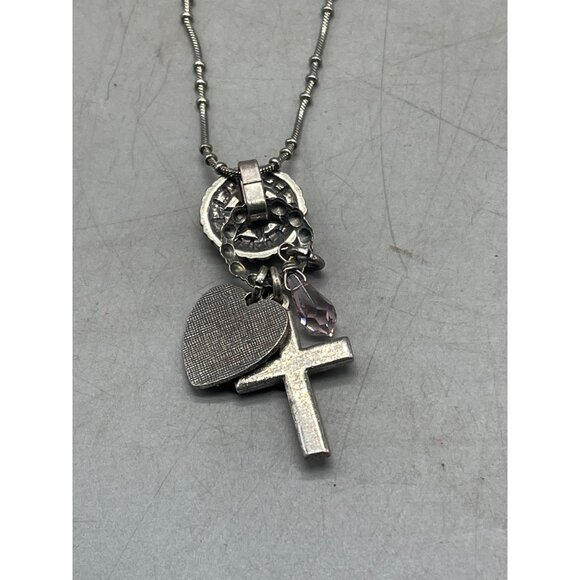 Mariana 24" necklace N-52021 cross pendent floral crystals handmade READ NEW - Picture 10 of 11